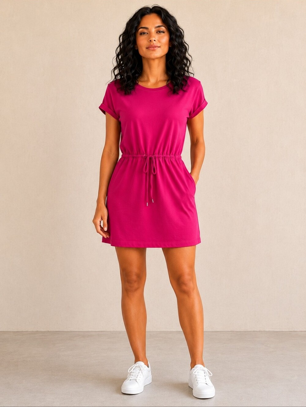 Rachel Rachel Roy Pink Drawstring Waist Pocket Dress Soft Stretch Blend